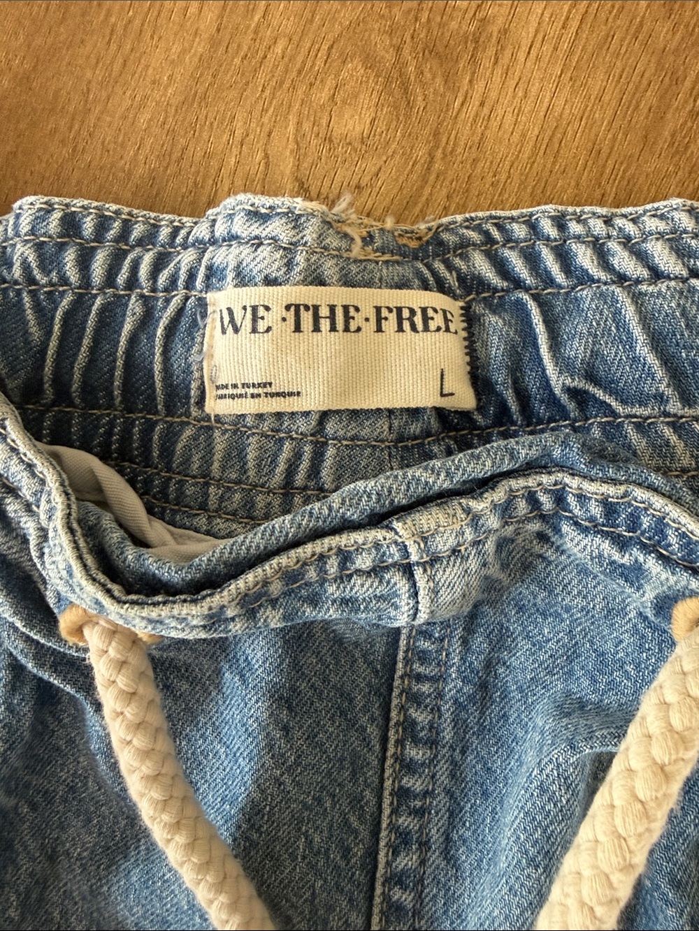 We The Free Faded Blue Denim Joggers with Rope Drawstring - Picture 2 of 2